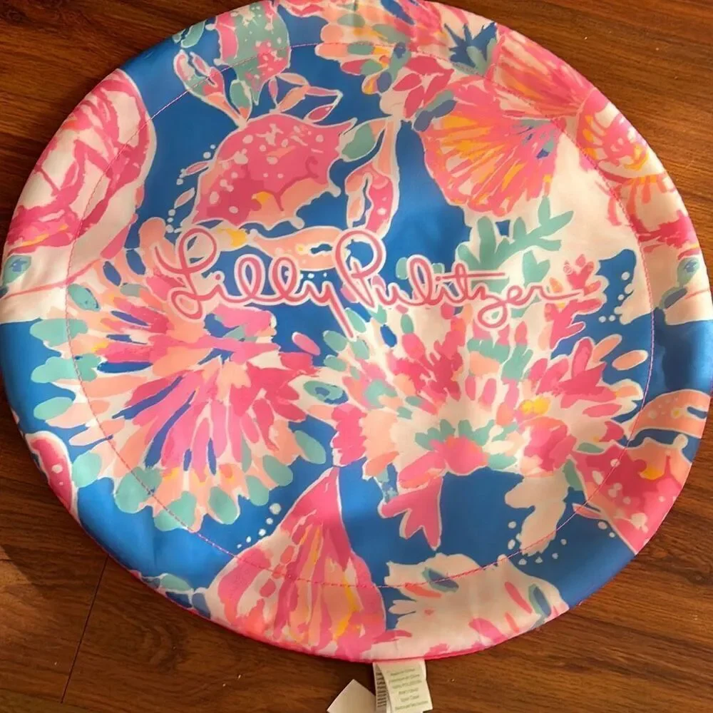 Lilly Pulitzer pink and blue large flying disc frisbee beach toys